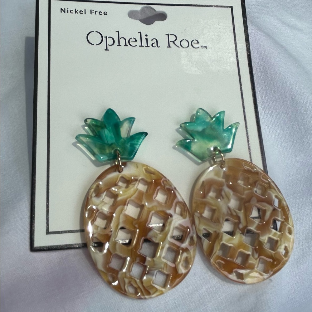 Pineapple Earrings in‎ Green and Brown